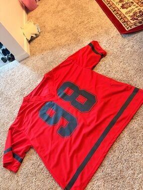 SHEIN Red Mesh Jersey with Black Trim and Number 89